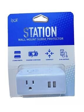 Wall Mount Surge Protector Outlet Extender - 2 USB Ports & Plugs, Convenient!